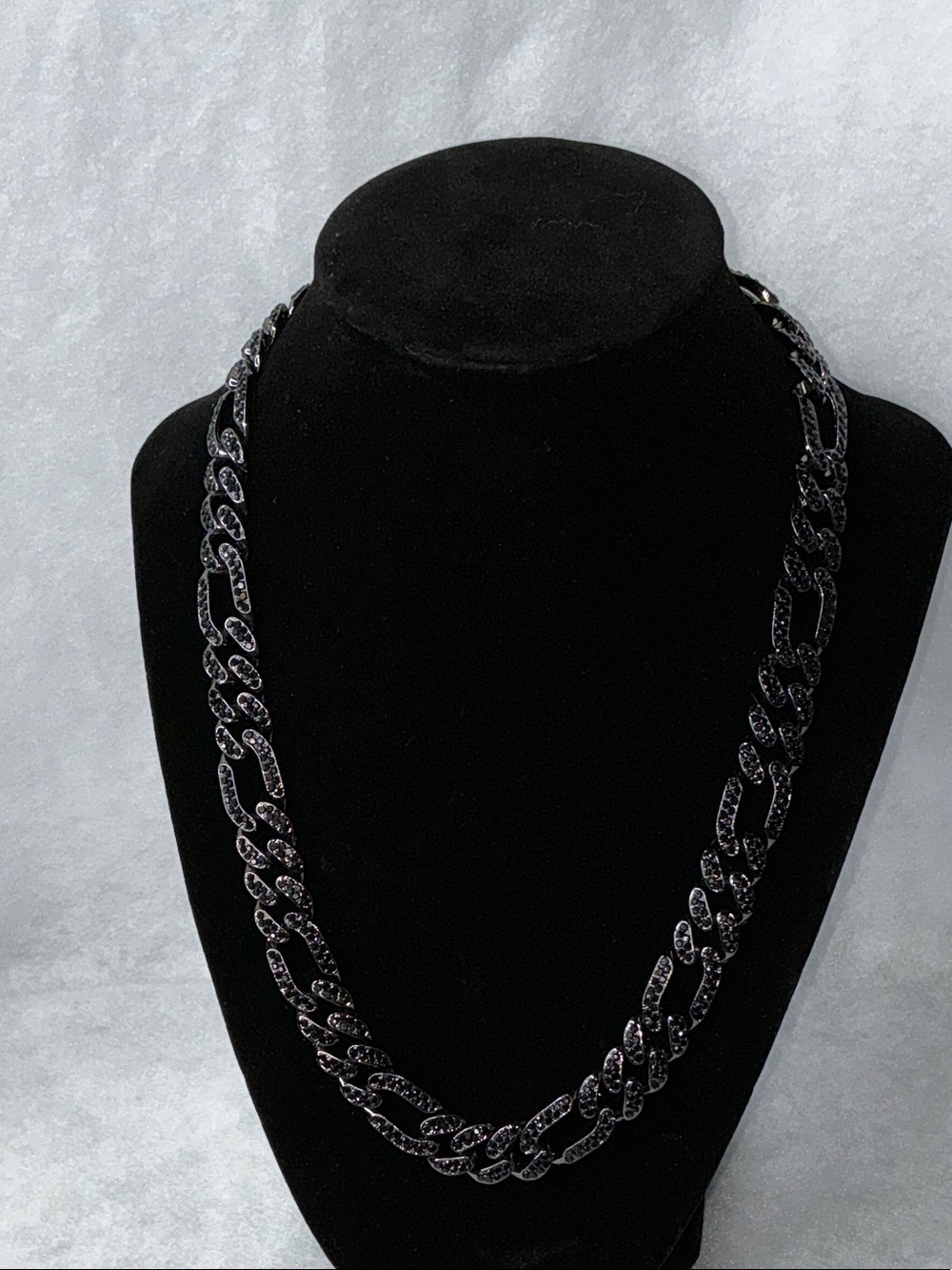 Men's Black Monaco Link Chain Necklace 20”- VVS CZ